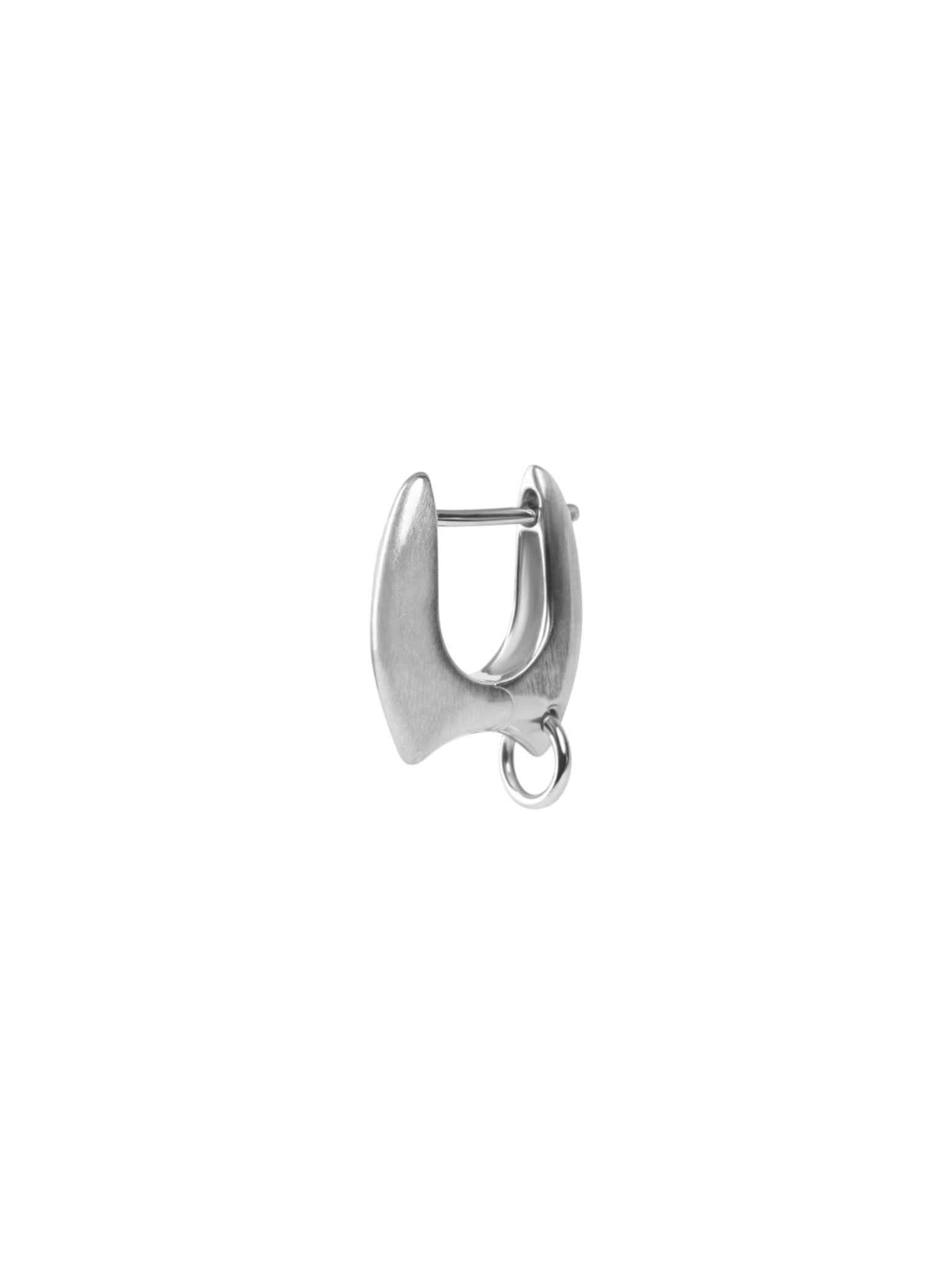 Debaser hoop earring, pierced, sterling silver and white gold